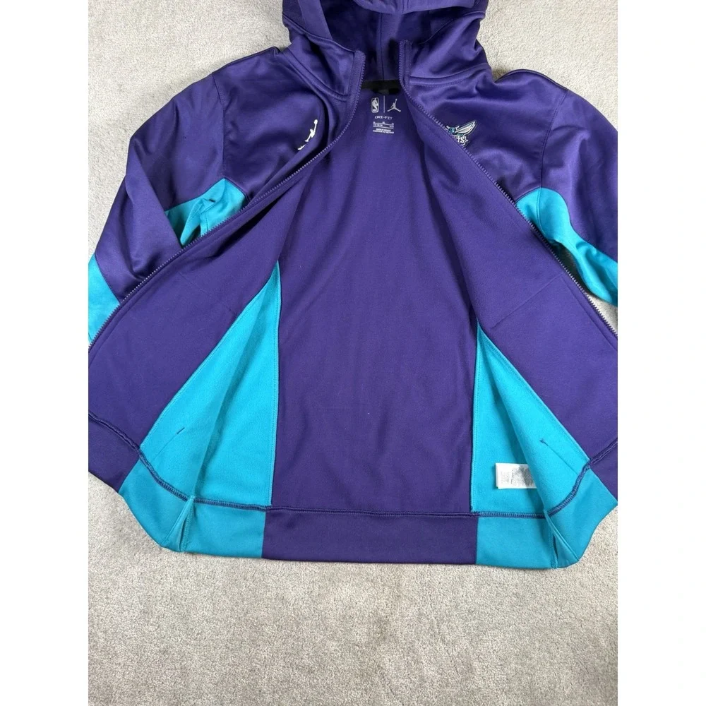 Charlotte Hornets Jordan Full Zip Basketball Jacket Hooded Purple Teal Youth XL